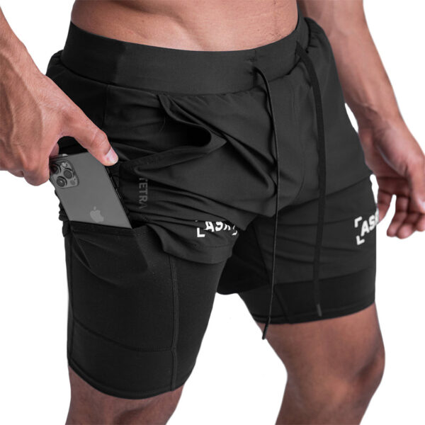 Wear Summer Sports Shorts Men's Fake Two-Piece Quick-Drying Double-Layer Basketball Pants Anti-Running Training Five-Point Pants - Image 4