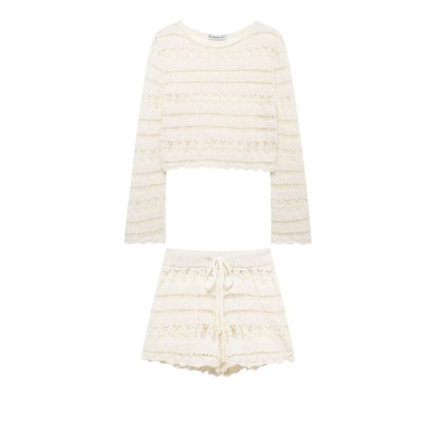Summer new fashionable crochet top and shorts set