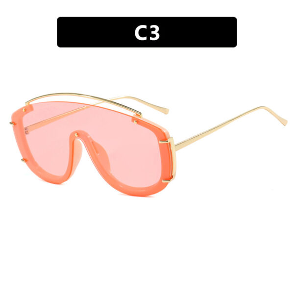 Trendy large frame one-piece sunglasses with a metallic high-end feel, Instagram sunglasses with personalized outdoor internet celebrity sunglasses - Image 8