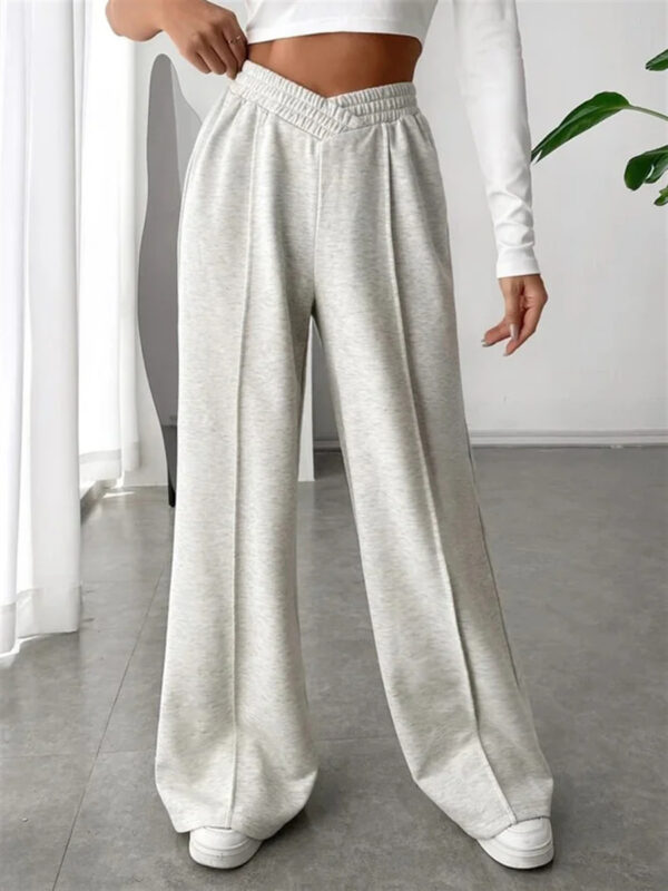 Women's loose casual pants comfortable home pants solid color casual wide leg sports pants - Image 3