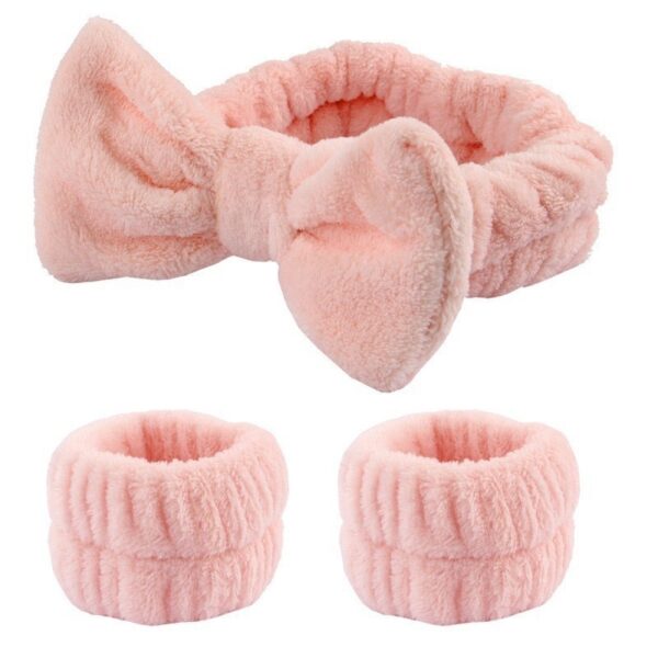 Wash face headband waterproof wrist strap set butterfly bow simple headband wrist 3-piece set - Image 9