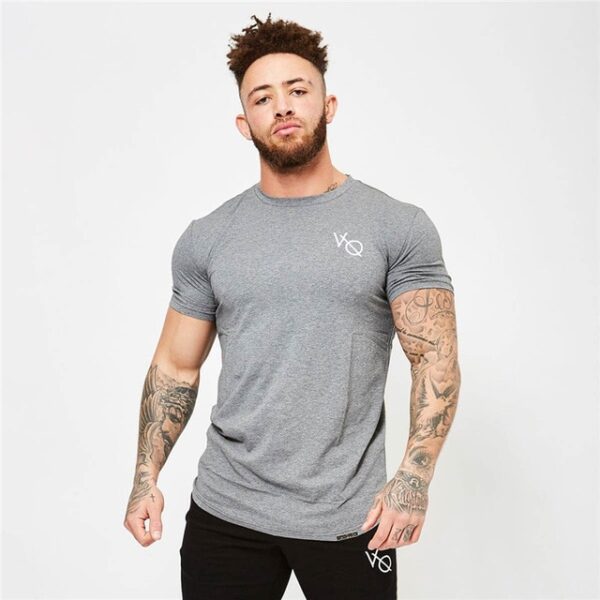 Sport T Shirt Men Cotton O-Neck Gym Training T shirt men Elastic tight Running T shirt Sport Bodybuilding Fitness shirt - Image 11