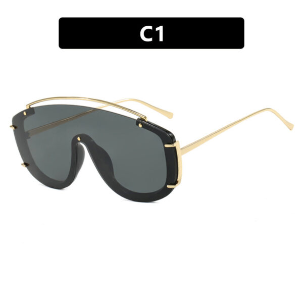 Trendy large frame one-piece sunglasses with a metallic high-end feel, Instagram sunglasses with personalized outdoor internet celebrity sunglasses - Image 6