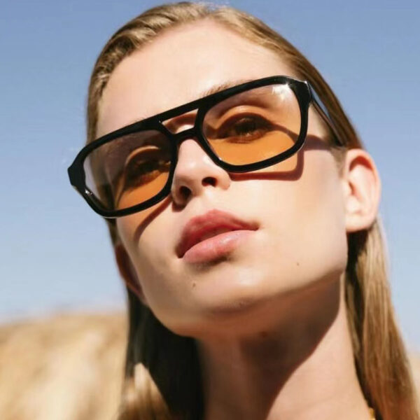 Square small frame double beam sunglasses, new driving sunglasses for women, UV resistant beach sunglasses