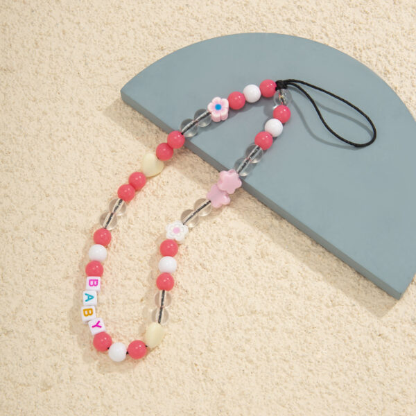 Fashion daisy acrylic letter bag, mobile phone hanging chain, handmade bead weaving accessories - Image 2