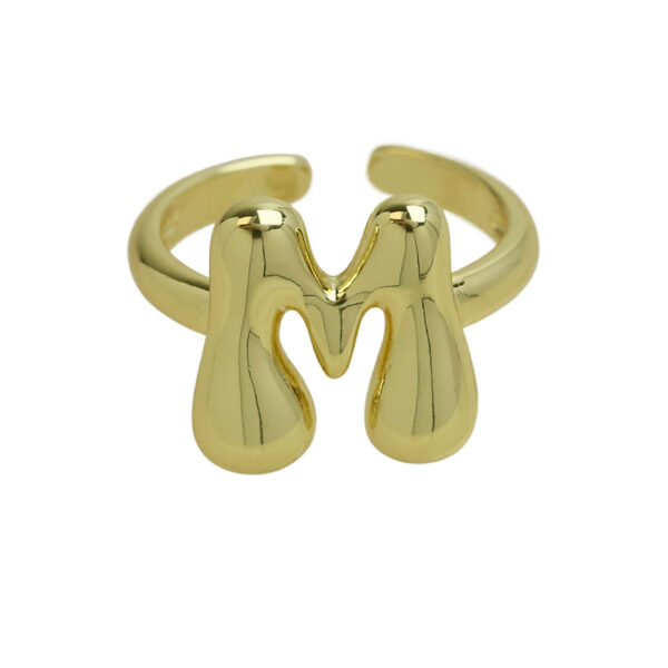 Golden smooth bubble balloon bubble cute chubby 26 letter ring - Image 18