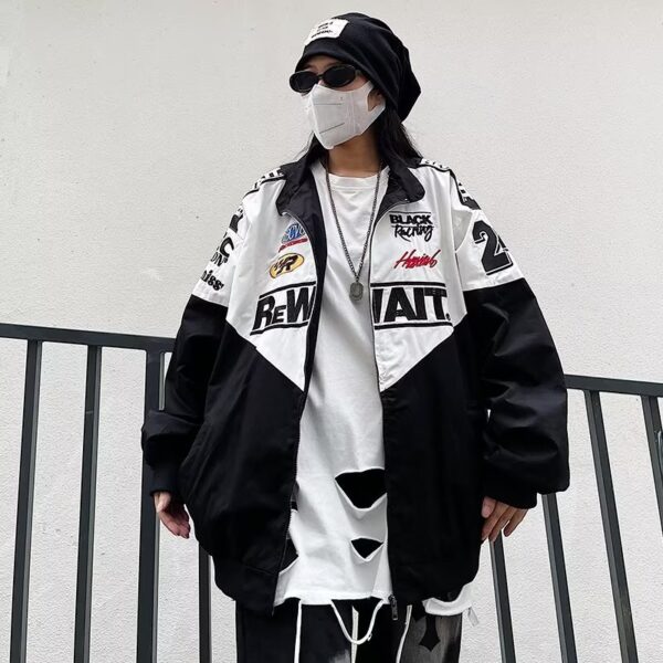 American style detachable motorcycle jacket couple retro hip-hop loose versatile couple baseball jacket new style jacket - Image 10
