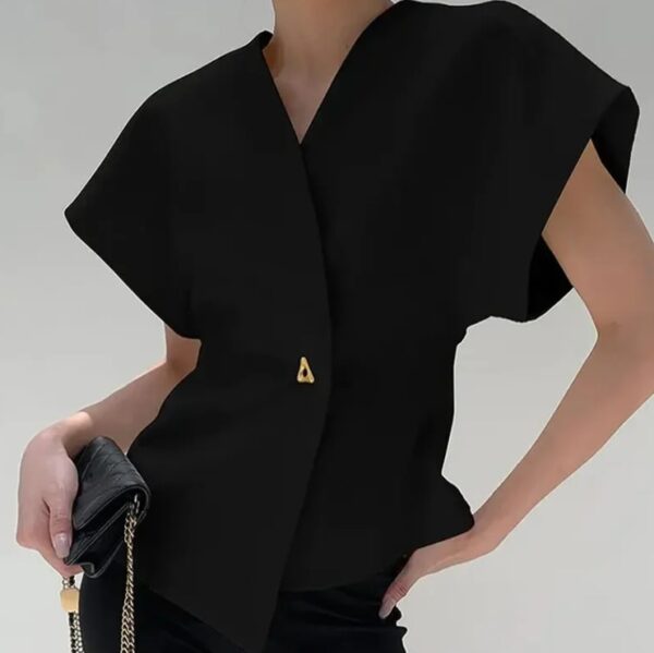 Hot selling V-neck metal decorative cardigan top on AliExpress for European and American women's clothing - Image 4