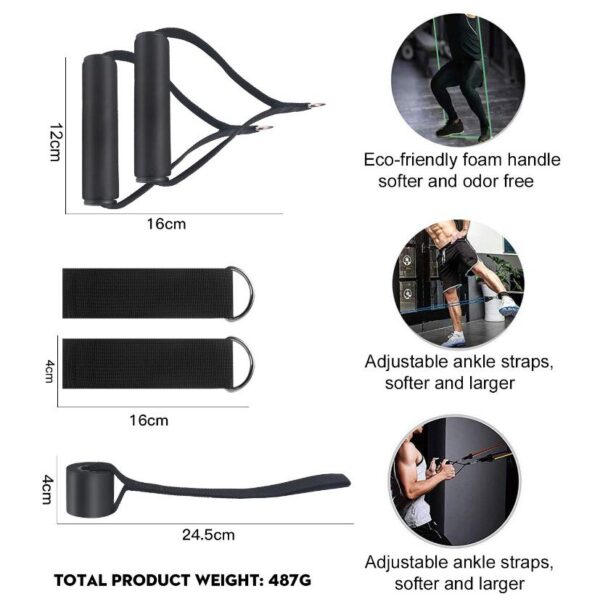 Resistance Bands 11 PCS Fitness loop ropes Tubes pull up Set Gym Equipment Exercise Handles trainer latex Yoga - Image 3