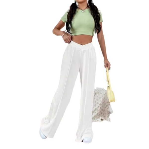 Women's loose casual pants comfortable home pants solid color casual wide leg sports pants - Image 2