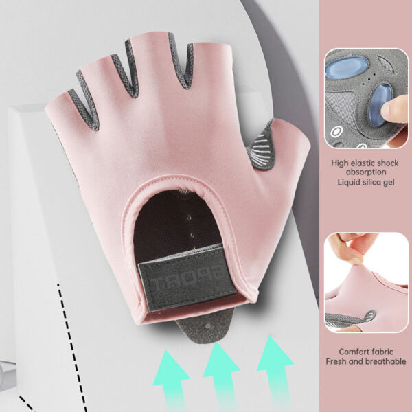 Sports gloves female yoga exercise anti-skid shock absorption half finger gloves wear-resistant breathable riding gloves - Image 6
