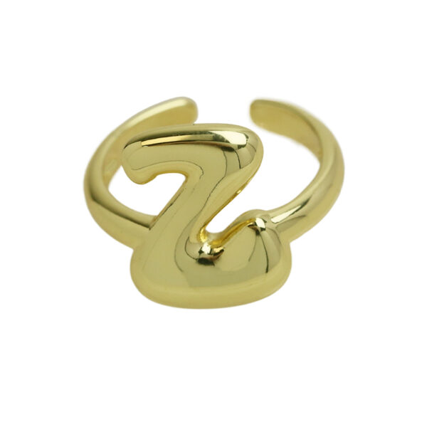 Golden smooth bubble balloon bubble cute chubby 26 letter ring - Image 31