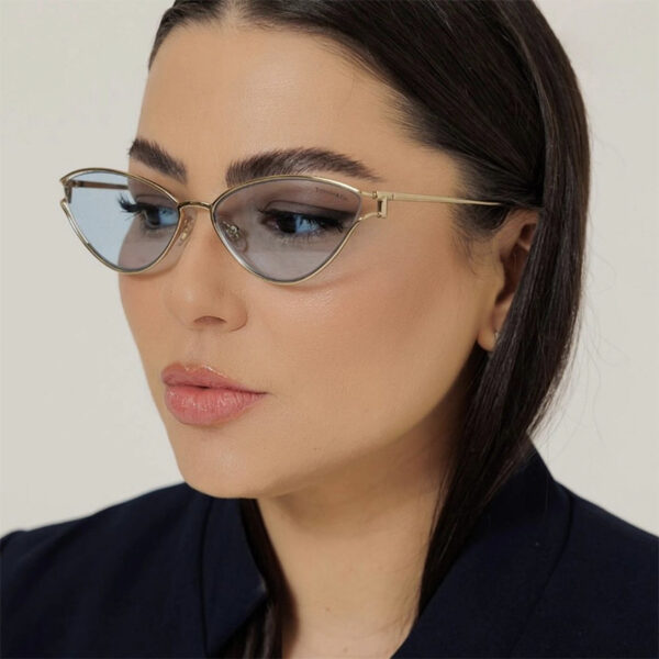 Triangle cat eye sunglasses with hollowed out high-end feel, new personalized sunglasses, trendy metal sunglasses - Image 3