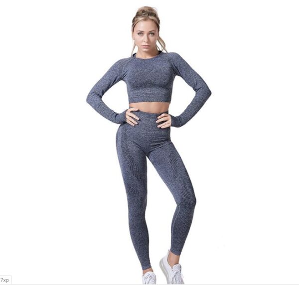 Women Vital Seamless Yoga Set Gym Clothing Fitness Leggings+Cropped Shirts Sport Suit - Image 6