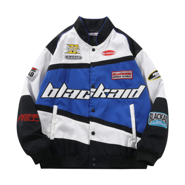American style detachable motorcycle jacket couple retro hip-hop loose versatile couple baseball jacket new style jacket - Image 4