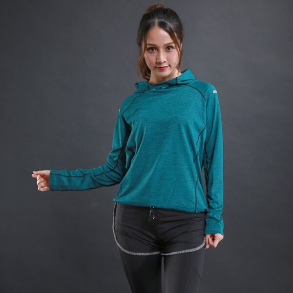 Autumn Thin Women Running T Shirts Gym Fitness Long Sleeves Sweatshirts Quick Dry Training Breathable Hood Sports Yoga Clothing - Image 2