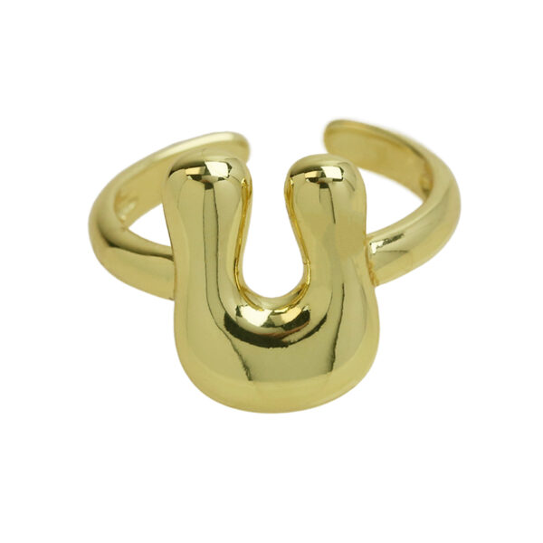 Golden smooth bubble balloon bubble cute chubby 26 letter ring - Image 26