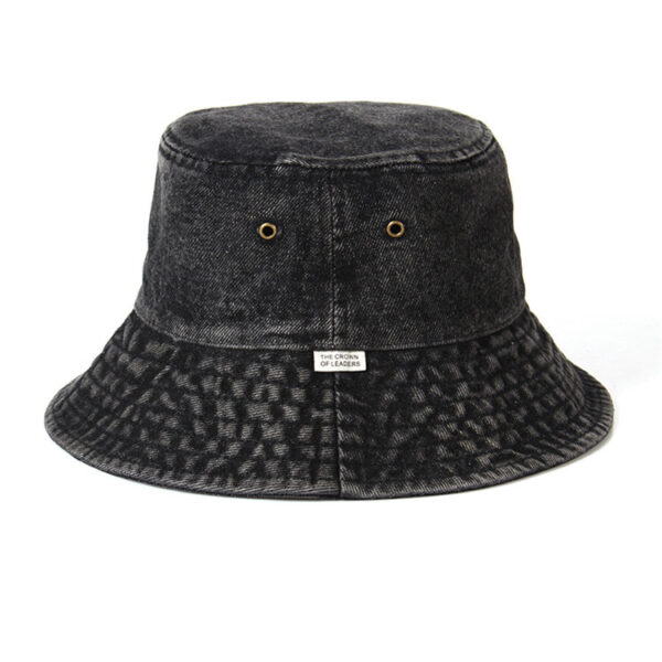 Washed denim fisherman hat for men and women in summer, Korean version, Japanese art, old flat top sunshade cloth hat, sun protection basin hat - Image 5