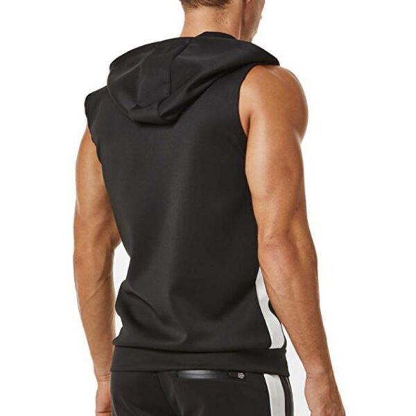 Men Zipper Splicing Sports Hooded Vest bodybuilding golds gym clothing musculation singlet fitness clothing - Image 3