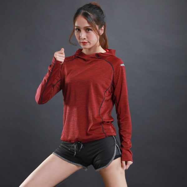 Autumn Thin Women Running T Shirts Gym Fitness Long Sleeves Sweatshirts Quick Dry Training Breathable Hood Sports Yoga Clothing - Image 7