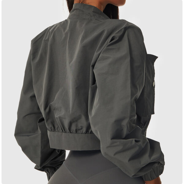 Long Sleeve Quick-Drying Sports Jacket Female Sun Protection Outside Shoulders Fitness Wear Standing Collar Casual Jacket Tight Yoga Tops - Image 2