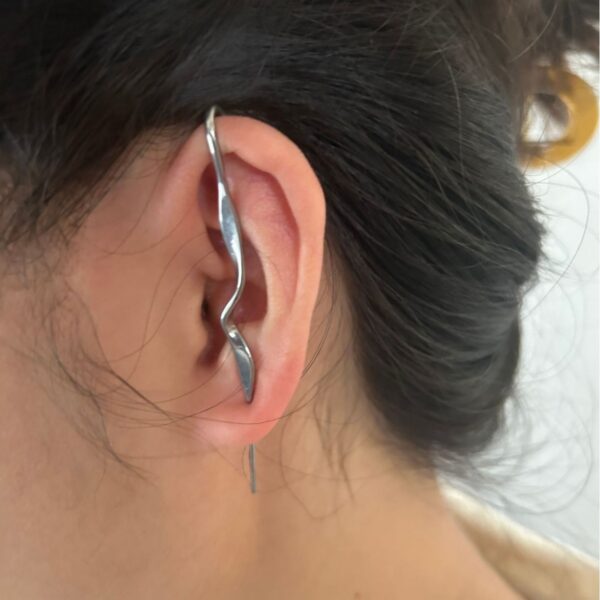 Stainless steel casting tiger snake ear hanging ear clip punk exaggerated puncture ear needle simple diagonal ear - Image 4