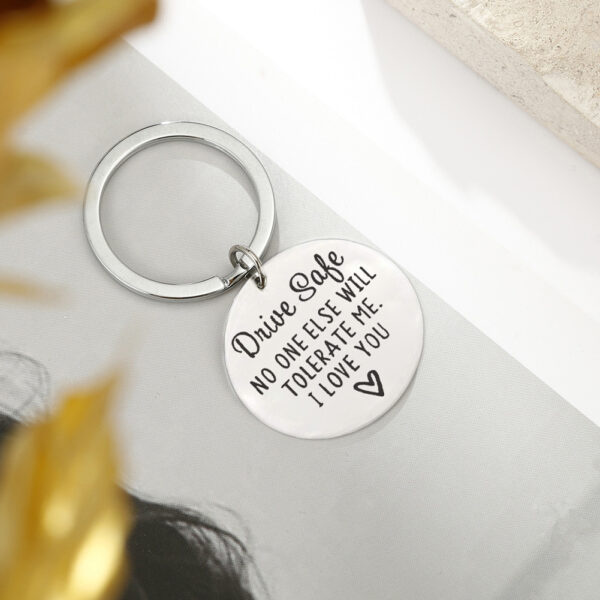 Driving safety stainless steel keychain Couple boyfriend girlfriend gift - Image 5