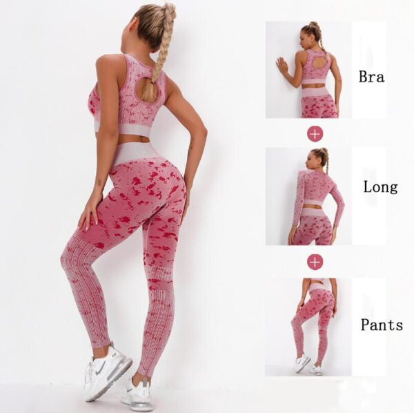 Yoga Sweat Suit 3 Pieces Sportswear Sports Shirts Bra Crop Long Top Leggings Pants Gym Fitness Tracksuit Workout Set - Image 29