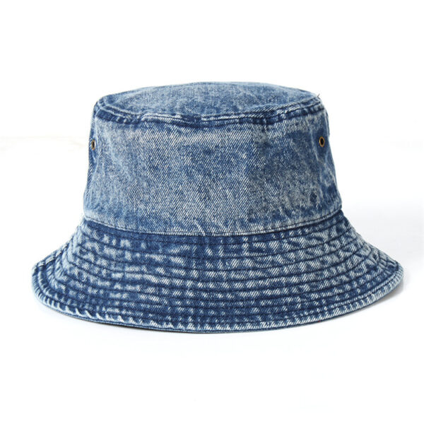 Washed denim fisherman hat for men and women in summer, Korean version, Japanese art, old flat top sunshade cloth hat, sun protection basin hat - Image 2