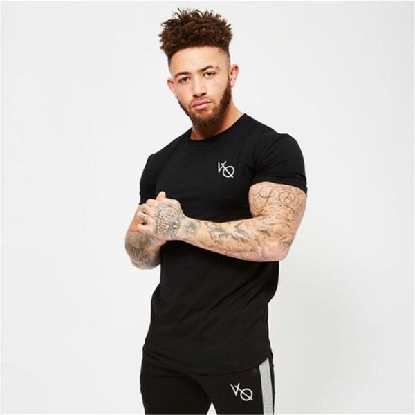 Sport T Shirt Men Cotton O-Neck Gym Training T shirt men Elastic tight Running T shirt Sport Bodybuilding Fitness shirt - Image 12