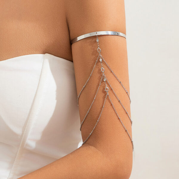Fashionable and sexy multi-layer tassel bracelet inlaid with white anti pearl arm chain - Image 7
