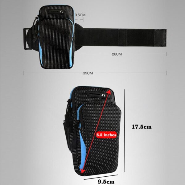 6.5 Inches Sports Bag Armband Case Gym Fitness Running Arm Band Bag Cover Jogging Workout Pouch for Mobile Phone Key Money Card - Image 3