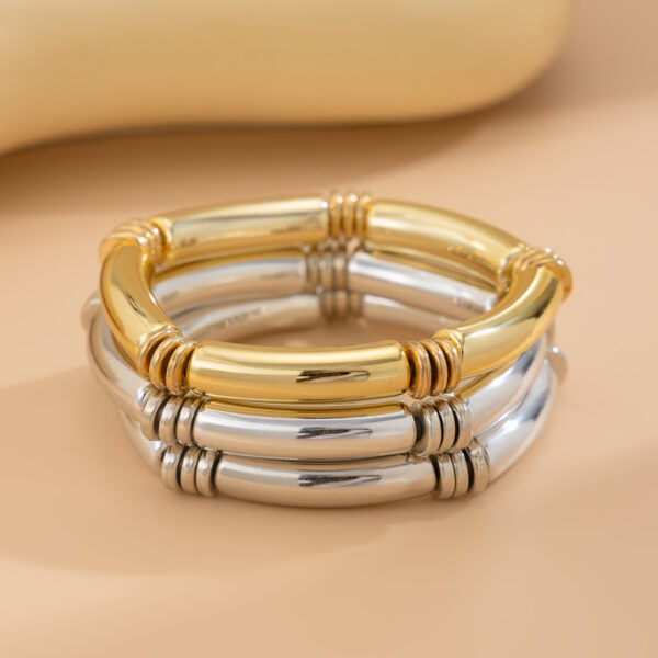Fashionable irregular CCB bent tube bracelet with simple smooth surface Bracelet set new style - Image 4