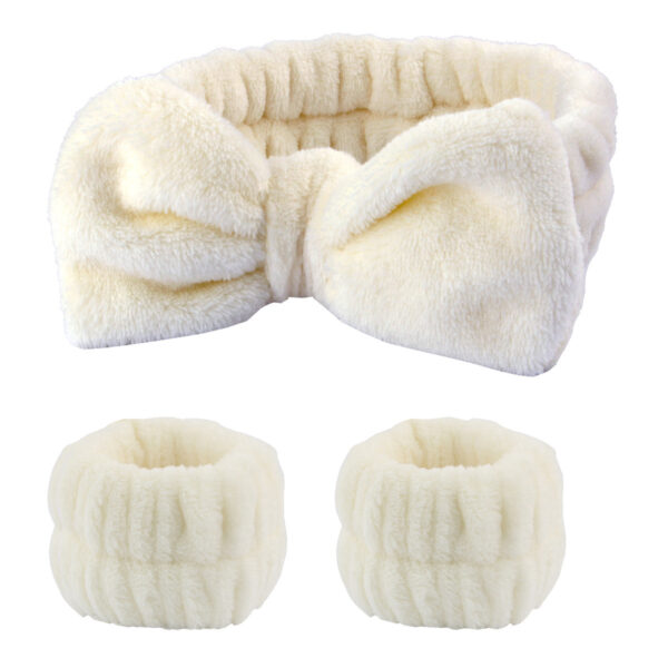 Wash face headband waterproof wrist strap set butterfly bow simple headband wrist 3-piece set - Image 10
