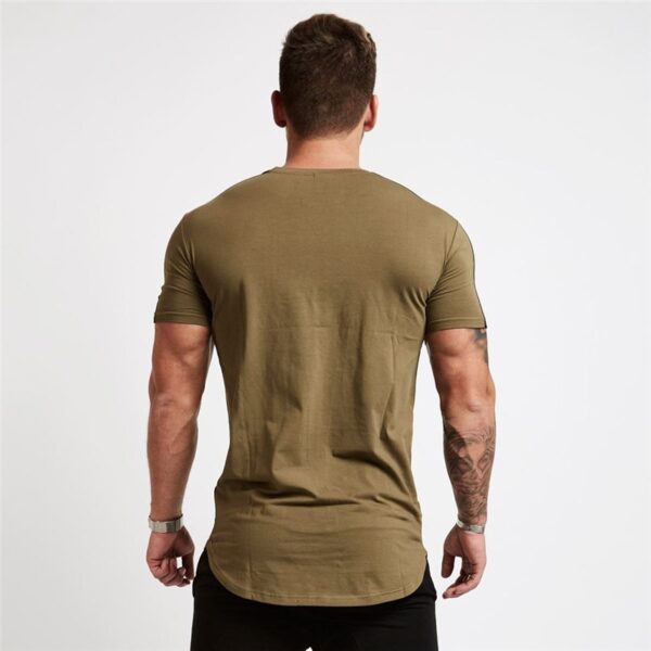 Sport T Shirt Men Cotton O-Neck Gym Training T shirt men Elastic tight Running T shirt Sport Bodybuilding Fitness shirt - Image 4