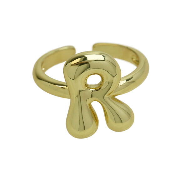 Golden smooth bubble balloon bubble cute chubby 26 letter ring - Image 23