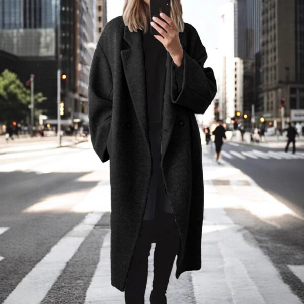 Women's multi colored and multi size woolen long windbreaker jacket - Image 5