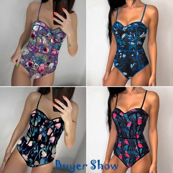 New Sexy One Piece Swimsuit Women Swimwear Cut Out Bathing Suit Summer Push Up Monokini Print Swim Suit  Beach Wear Female - Image 5