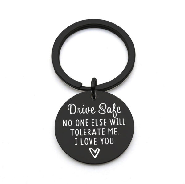 Driving safety stainless steel keychain Couple boyfriend girlfriend gift - Image 2