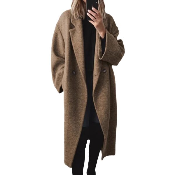 Women's multi colored and multi size woolen long windbreaker jacket - Image 4