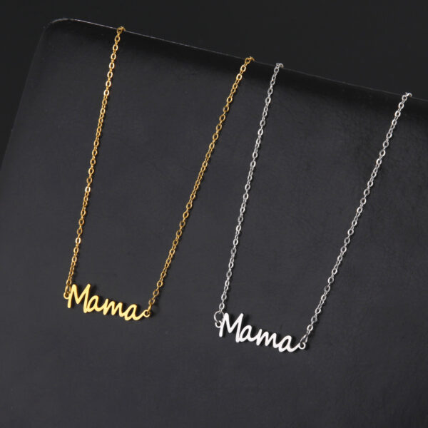 Cut titanium steel hollow Mama pendant 304 stainless steel necklace - Image 3