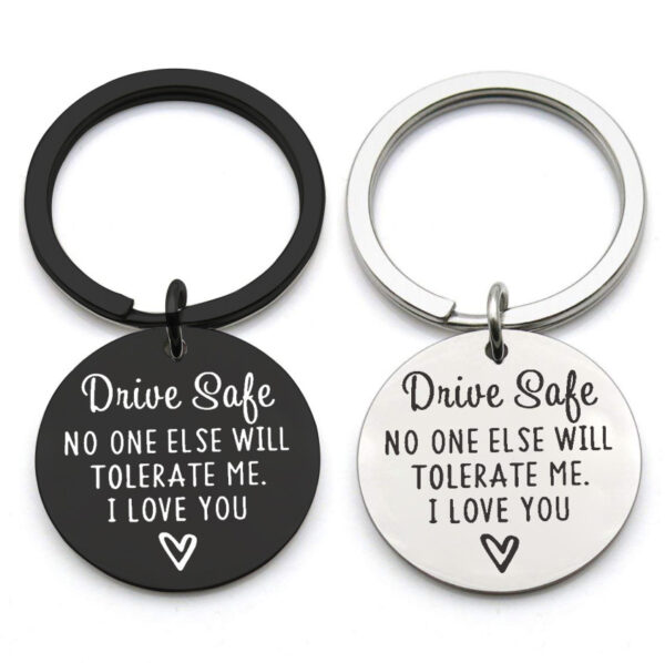 Driving safety stainless steel keychain Couple boyfriend girlfriend gift