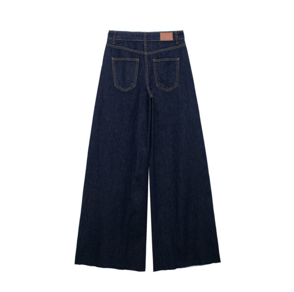 Fashionable and versatile wide leg comfortable casual high waisted denim top+pants set - Image 4