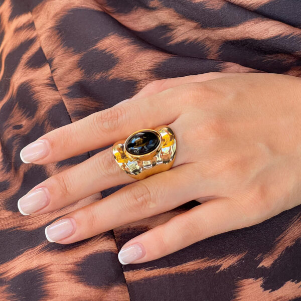 Retro Irregular Inlaid Gemstone Ring Geometric Acrylic Versatile Ring Set - Image 6