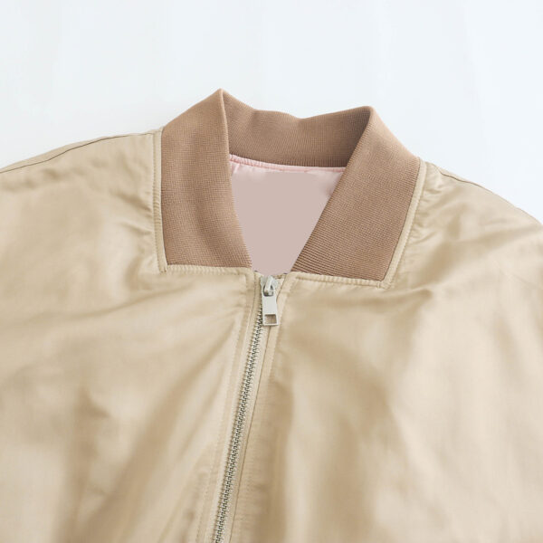 Fashion new silk texture zipper decoration short jacket women's clothing - Image 3
