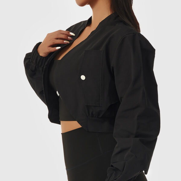 Long Sleeve Quick-Drying Sports Jacket Female Sun Protection Outside Shoulders Fitness Wear Standing Collar Casual Jacket Tight Yoga Tops - Image 5