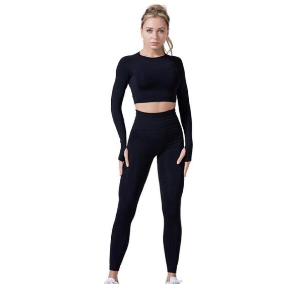 Women Vital Seamless Yoga Set Gym Clothing Fitness Leggings+Cropped Shirts Sport Suit - Image 5