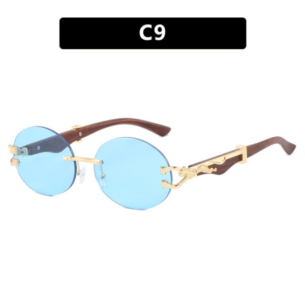 Leopard round frameless cut edge wooden leg sunglasses new sunglasses ins sunglasses for women - Image 14