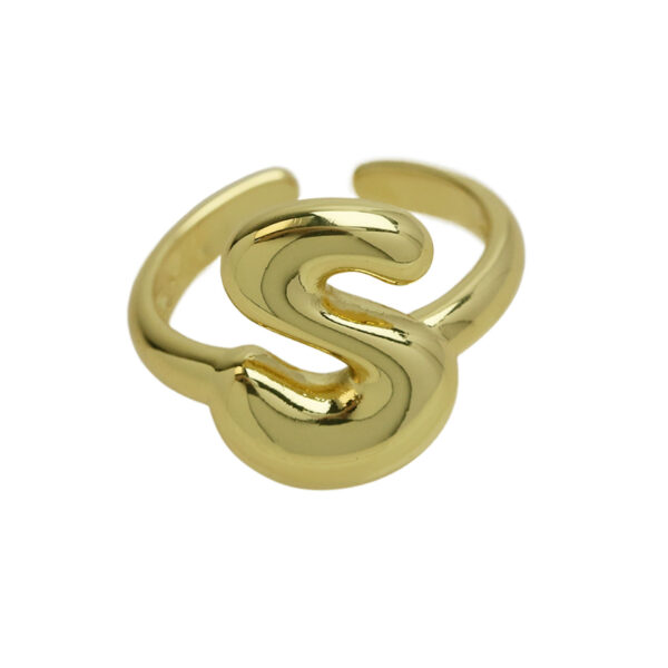 Golden smooth bubble balloon bubble cute chubby 26 letter ring - Image 24