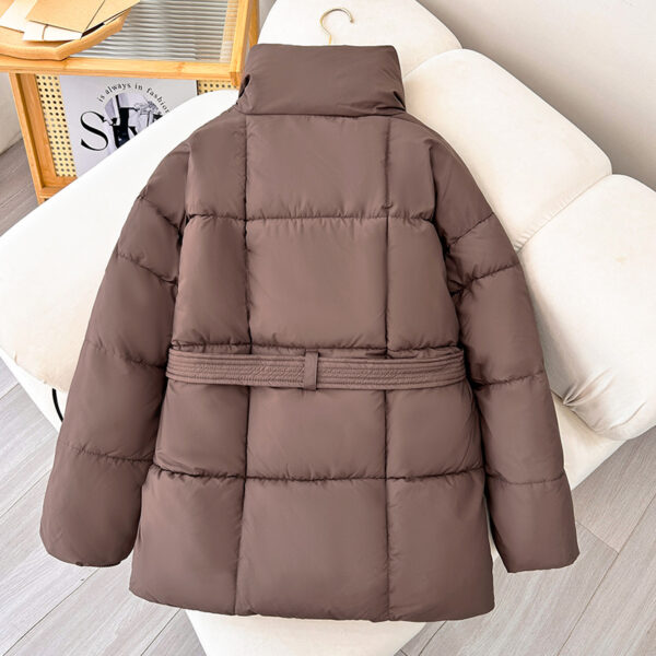 Winter Thick Stand Collar Parkas Women Fashion Tie Waist Short Coats Elegant New Solid Puffer Jackets Female Ladies Streetwear - Image 2